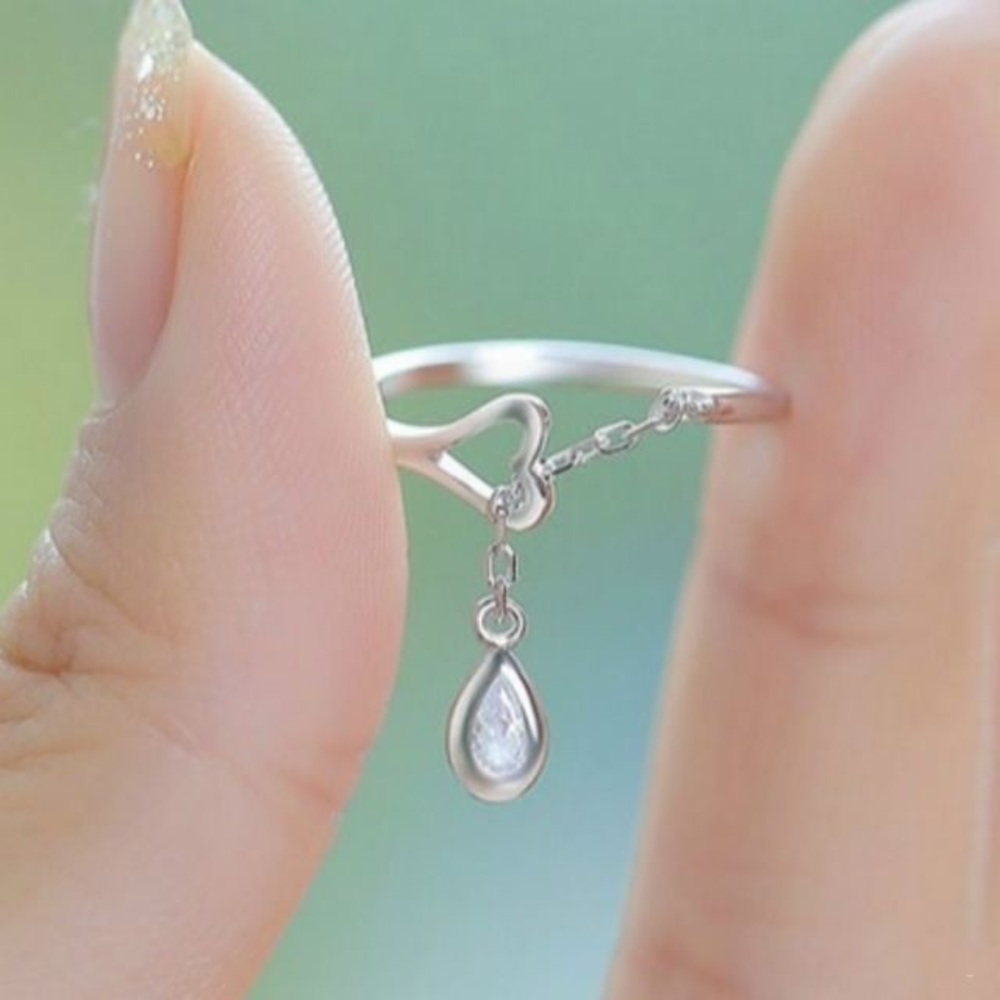 🌹 Dainty and cute Heart chain ring in .925 - Picture 2 of 4